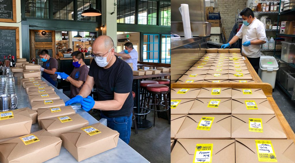 Photo of Ba Bar packing food boxes.